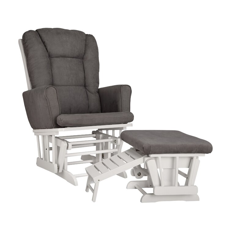 Grey and white cheap glider and ottoman